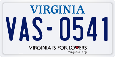 VA license plate VAS0541