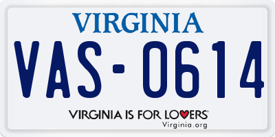 VA license plate VAS0614