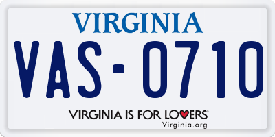VA license plate VAS0710
