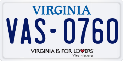 VA license plate VAS0760