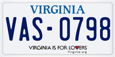 VA license plate VAS0798