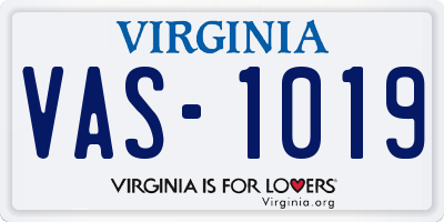 VA license plate VAS1019