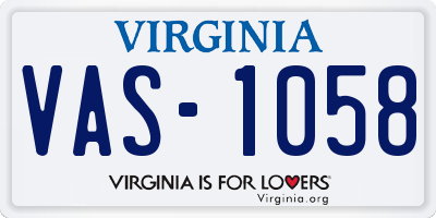 VA license plate VAS1058