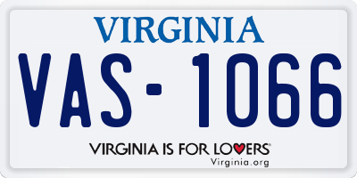 VA license plate VAS1066
