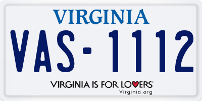 VA license plate VAS1112