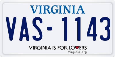 VA license plate VAS1143