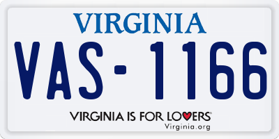 VA license plate VAS1166