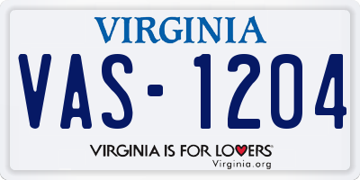 VA license plate VAS1204
