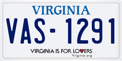 VA license plate VAS1291