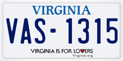 VA license plate VAS1315