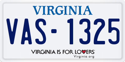 VA license plate VAS1325