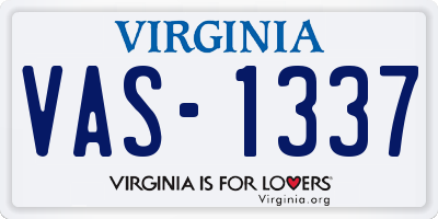 VA license plate VAS1337
