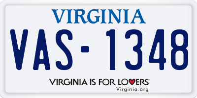 VA license plate VAS1348