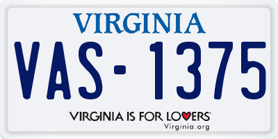 VA license plate VAS1375