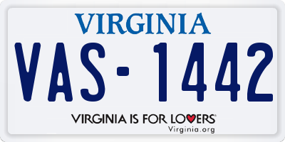 VA license plate VAS1442