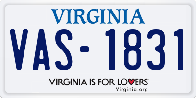 VA license plate VAS1831