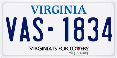 VA license plate VAS1834