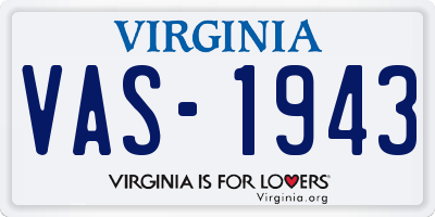 VA license plate VAS1943
