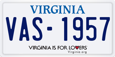 VA license plate VAS1957
