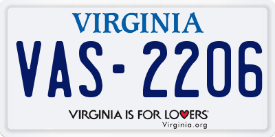 VA license plate VAS2206