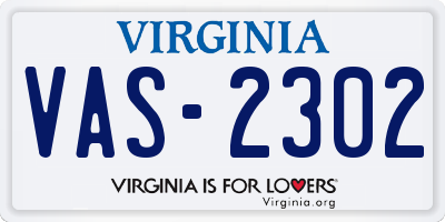 VA license plate VAS2302