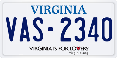 VA license plate VAS2340