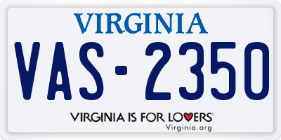 VA license plate VAS2350