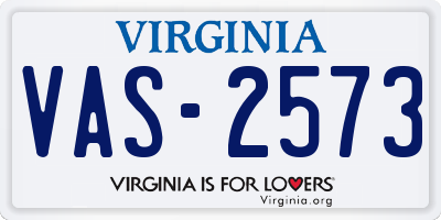 VA license plate VAS2573