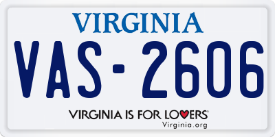 VA license plate VAS2606