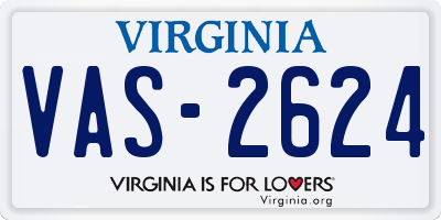 VA license plate VAS2624