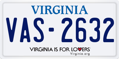 VA license plate VAS2632