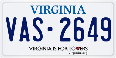 VA license plate VAS2649