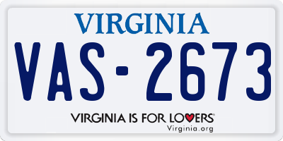 VA license plate VAS2673