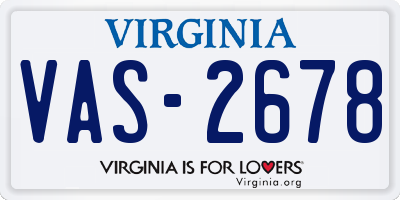 VA license plate VAS2678