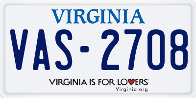 VA license plate VAS2708