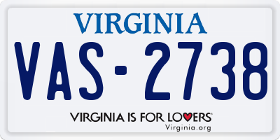 VA license plate VAS2738