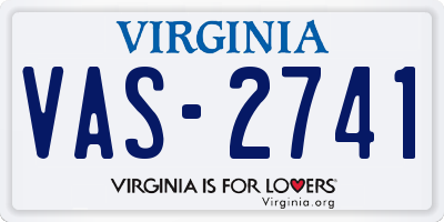 VA license plate VAS2741
