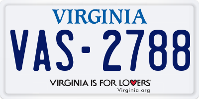 VA license plate VAS2788