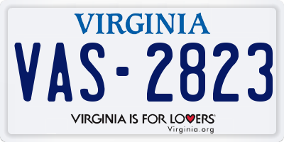 VA license plate VAS2823