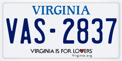 VA license plate VAS2837