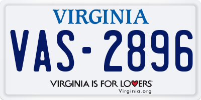 VA license plate VAS2896
