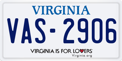 VA license plate VAS2906
