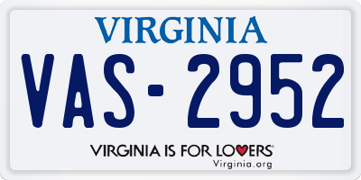 VA license plate VAS2952