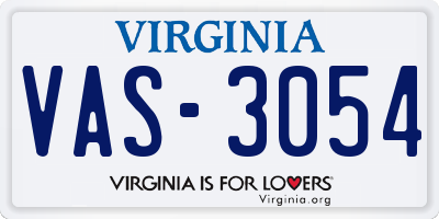 VA license plate VAS3054