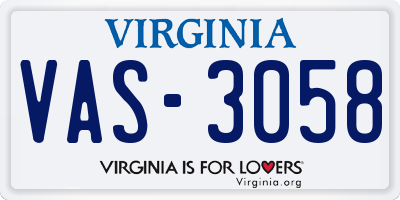 VA license plate VAS3058