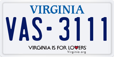 VA license plate VAS3111