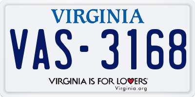 VA license plate VAS3168