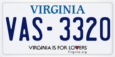 VA license plate VAS3320