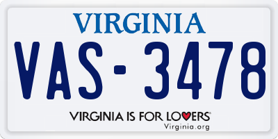 VA license plate VAS3478