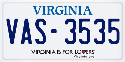 VA license plate VAS3535